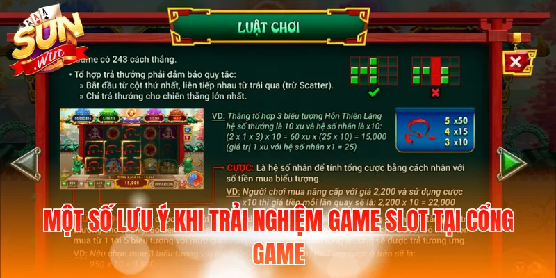 Natra - Dòng Slots Game Dân Gian Với Chủ Đề Thần Thoại 4 Một số lưu ý khi trải nghiệm game slot tại cổng game